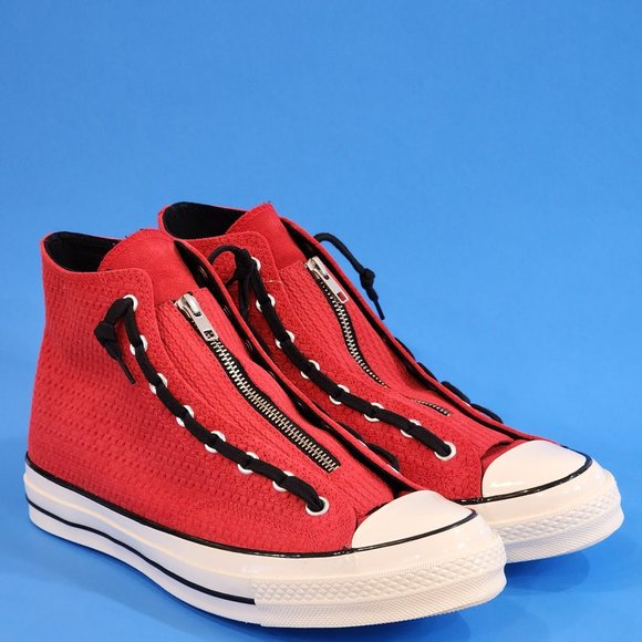 Converse Chuck 70 High Top Zip Red Embossed Suede Unisex Sneakers 169440C NWT